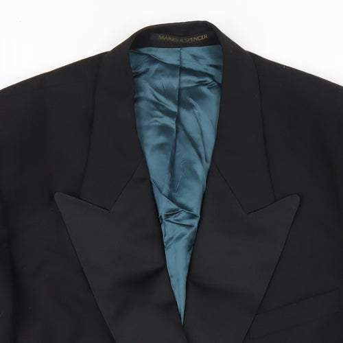 Marks and Spencer Mens Black Polyester Tuxedo Blazer Size 44 Regular
