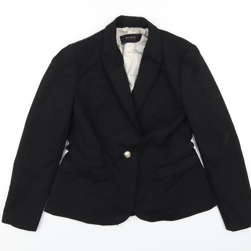Zara Womens Black Polyester Jacket Blazer Size L