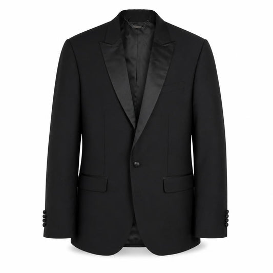 Front view of Blackberrys men’s black polyester jacket blazer, size 38, regular