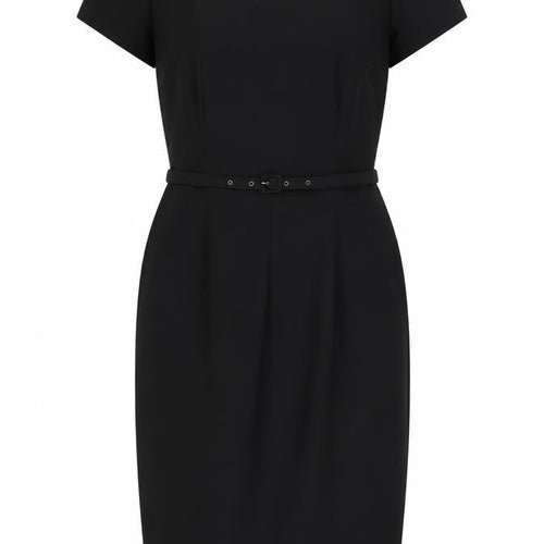 Roman Womens Black Polyester Pencil Dress Size 12 Square Neck Zip