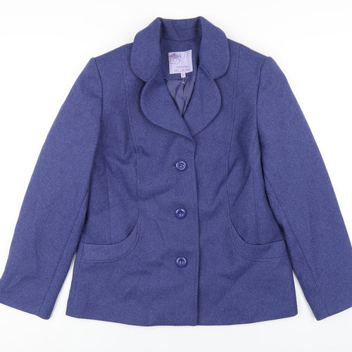 EWM Womens Blue Pea Coat Coat Size 12 Button