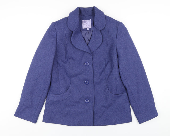 EWM Womens Blue Pea Coat Coat Size 12 Button