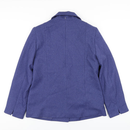 EWM Womens Blue Pea Coat Coat Size 12 Button