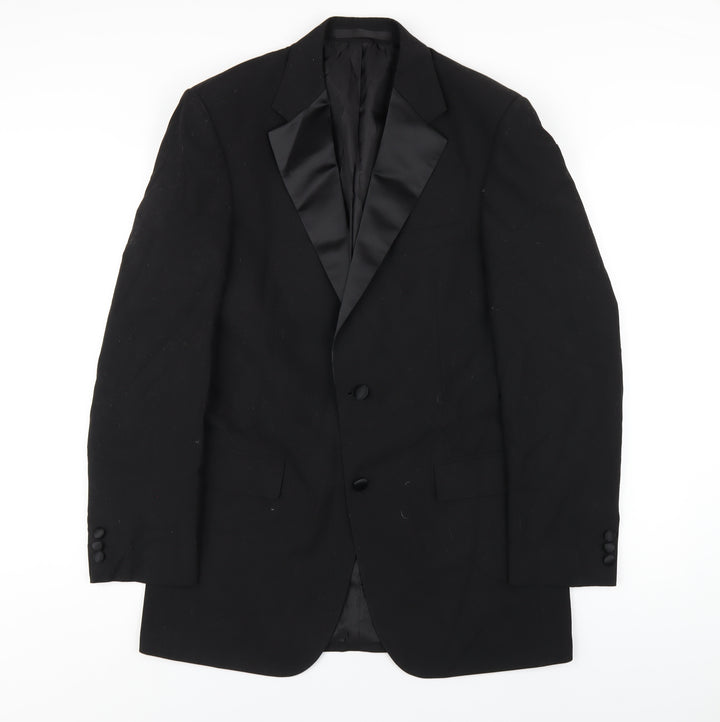 Marks and Spencer Mens Black Polyester Jacket Blazer Size 38 Regular
