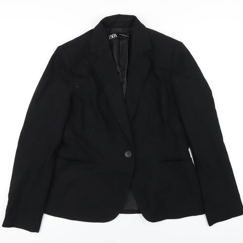 Zara Womens Black Polyester Jacket Blazer Size 12