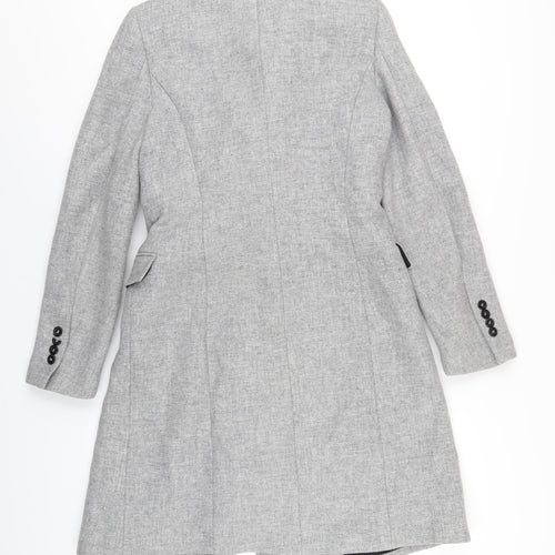 Zara Womens Grey Overcoat Coat Size S Button
