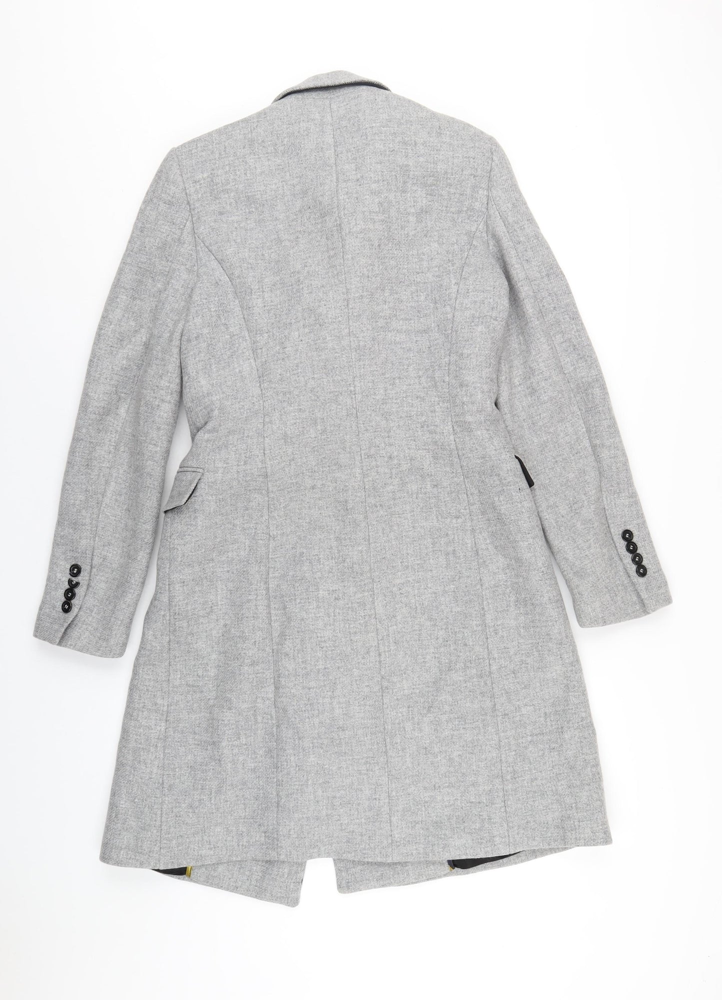 Zara Womens Grey Overcoat Coat Size S Button