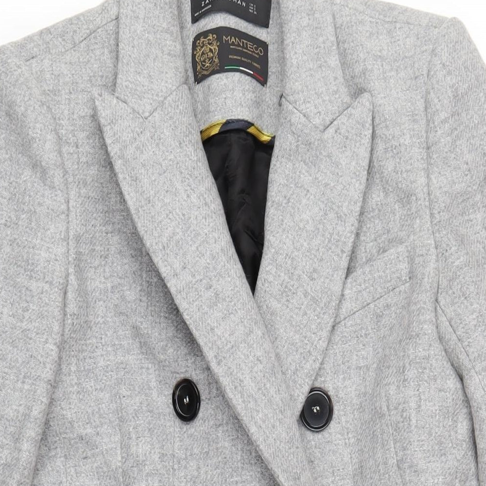 Zara Womens Grey Overcoat Coat Size S Button
