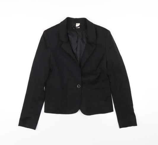 H&M Womens Black Polyester Jacket Blazer Size 10