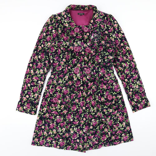 Jaspal Womens Multicoloured Floral Overcoat Coat Size S Button
