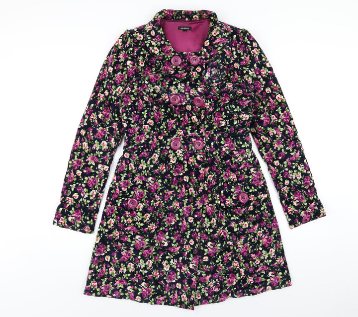 Jaspal Womens Multicoloured Floral Overcoat Coat Size S Button