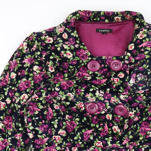 Jaspal Womens Multicoloured Floral Overcoat Coat Size S Button
