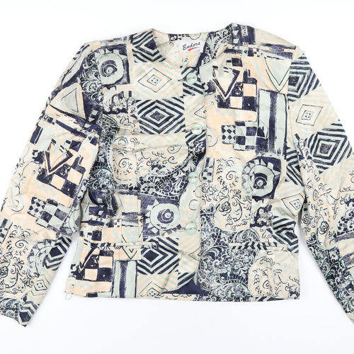 Endora Womens Multicoloured Geometric Jacket Size 12 Button