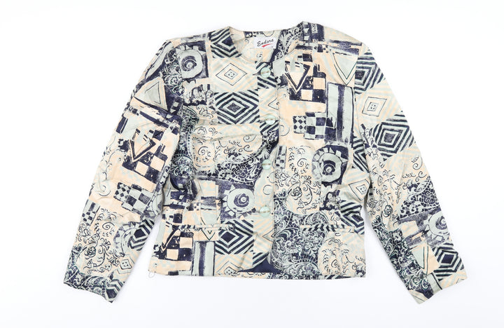 Endora Womens Multicoloured Geometric Jacket Size 12 Button