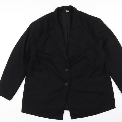H&M Womens Black Polyester Jacket Blazer Size L