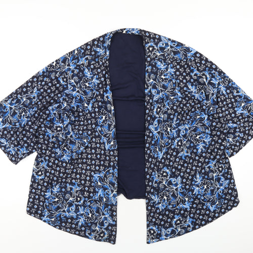 Marks and Spencer Womens Blue V-Neck Geometric Viscose Cardigan Jumper Size M