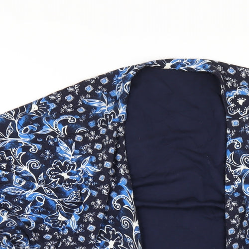 Marks and Spencer Womens Blue V-Neck Geometric Viscose Cardigan Jumper Size M