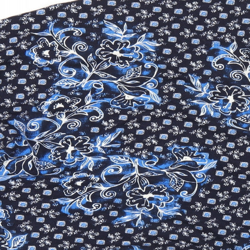 Marks and Spencer Womens Blue V-Neck Geometric Viscose Cardigan Jumper Size M