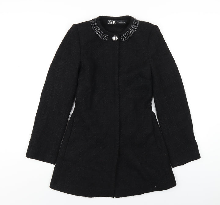 Zara Womens Black Jacket Coat Size XS Snap