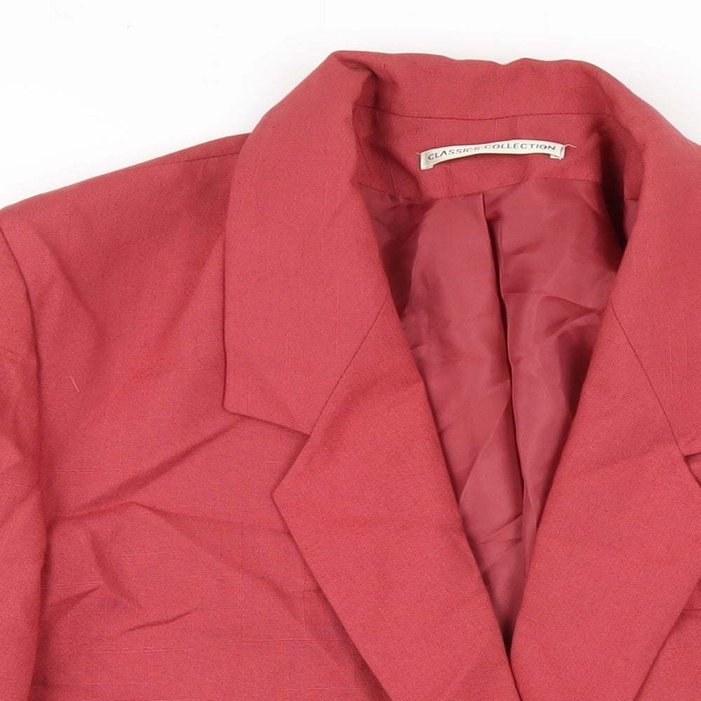 Classics Womens Red Polyester Jacket Blazer Size 16