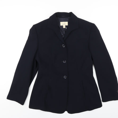SHE Womens Blue Jacket Blazer Size 10 Button