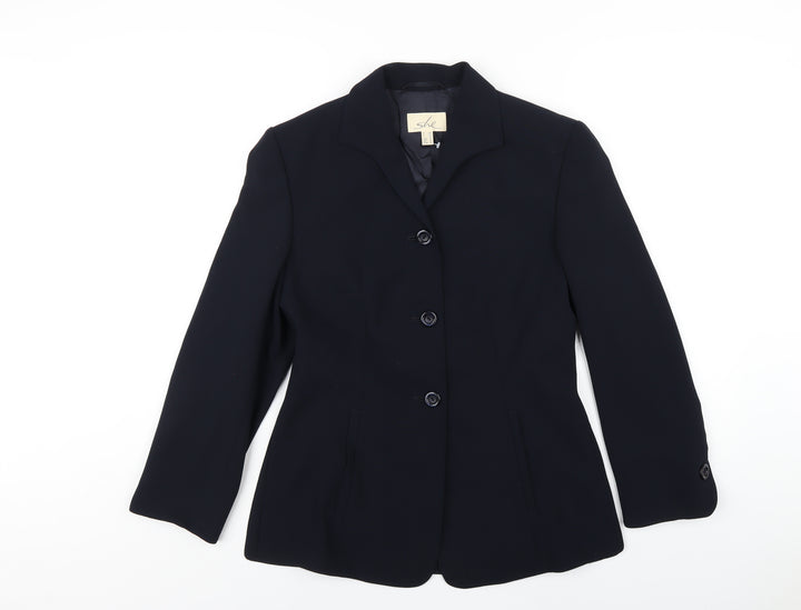 SHE Womens Blue Jacket Blazer Size 10 Button