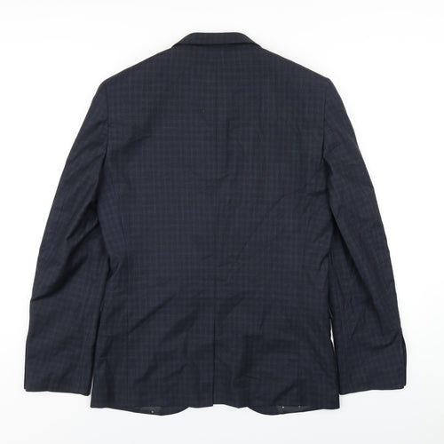 NEXT Mens Blue Plaid Polyester Jacket Blazer Size 38 Regular