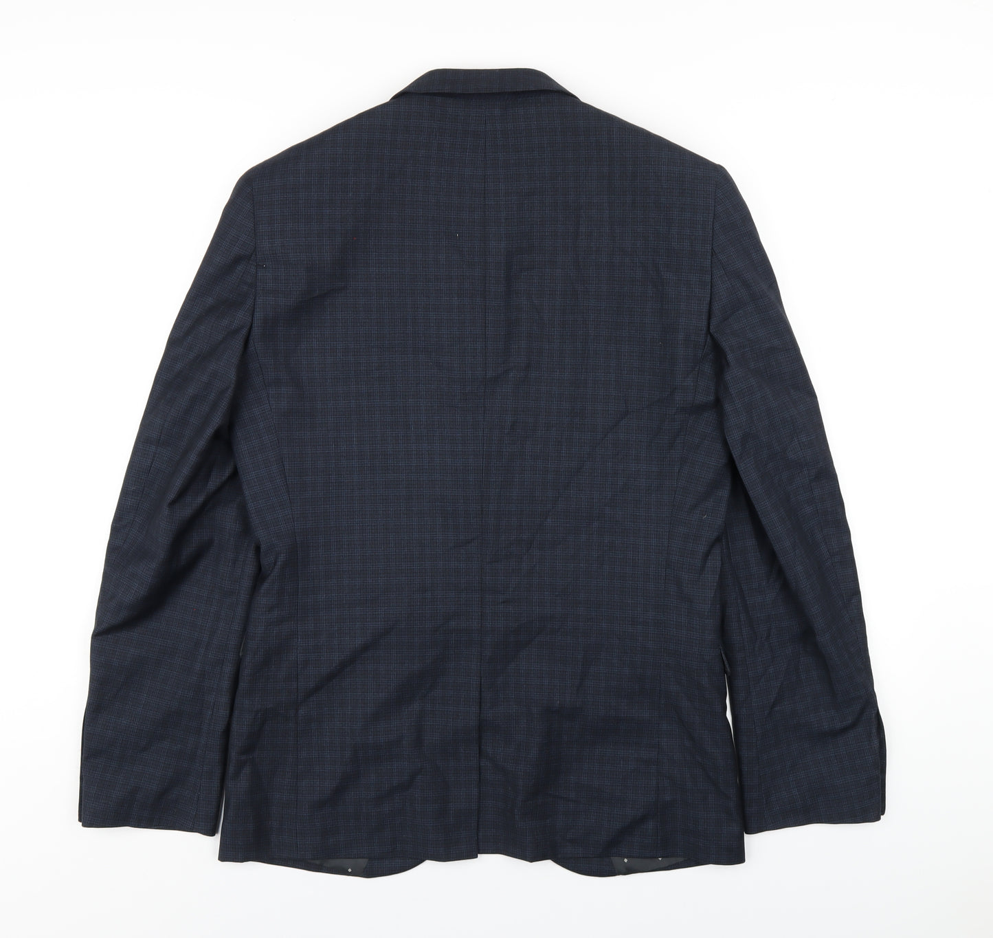 NEXT Mens Blue Plaid Polyester Jacket Blazer Size 38 Regular