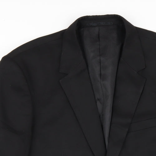 Peter England Mens Black Polyester Jacket Blazer Size 40 Regular