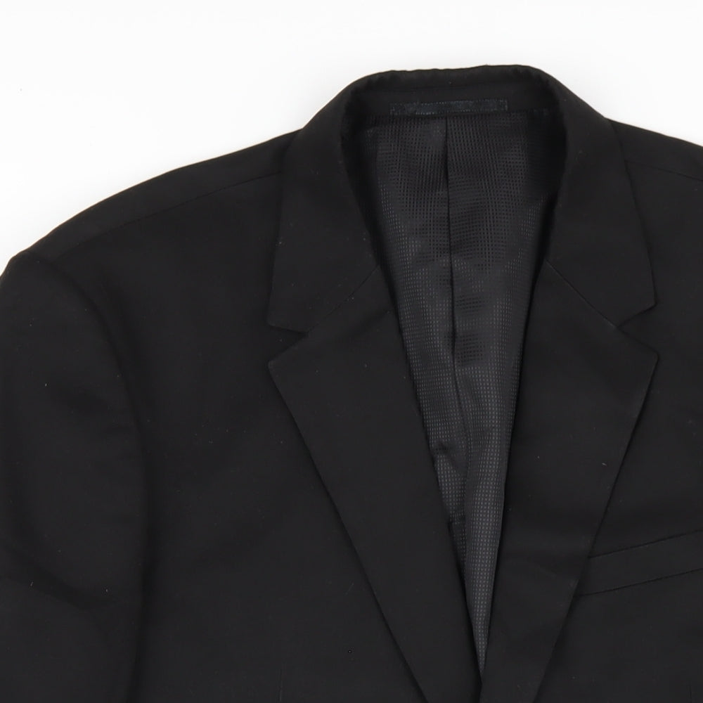 Peter England Mens Black Polyester Jacket Blazer Size 40 Regular