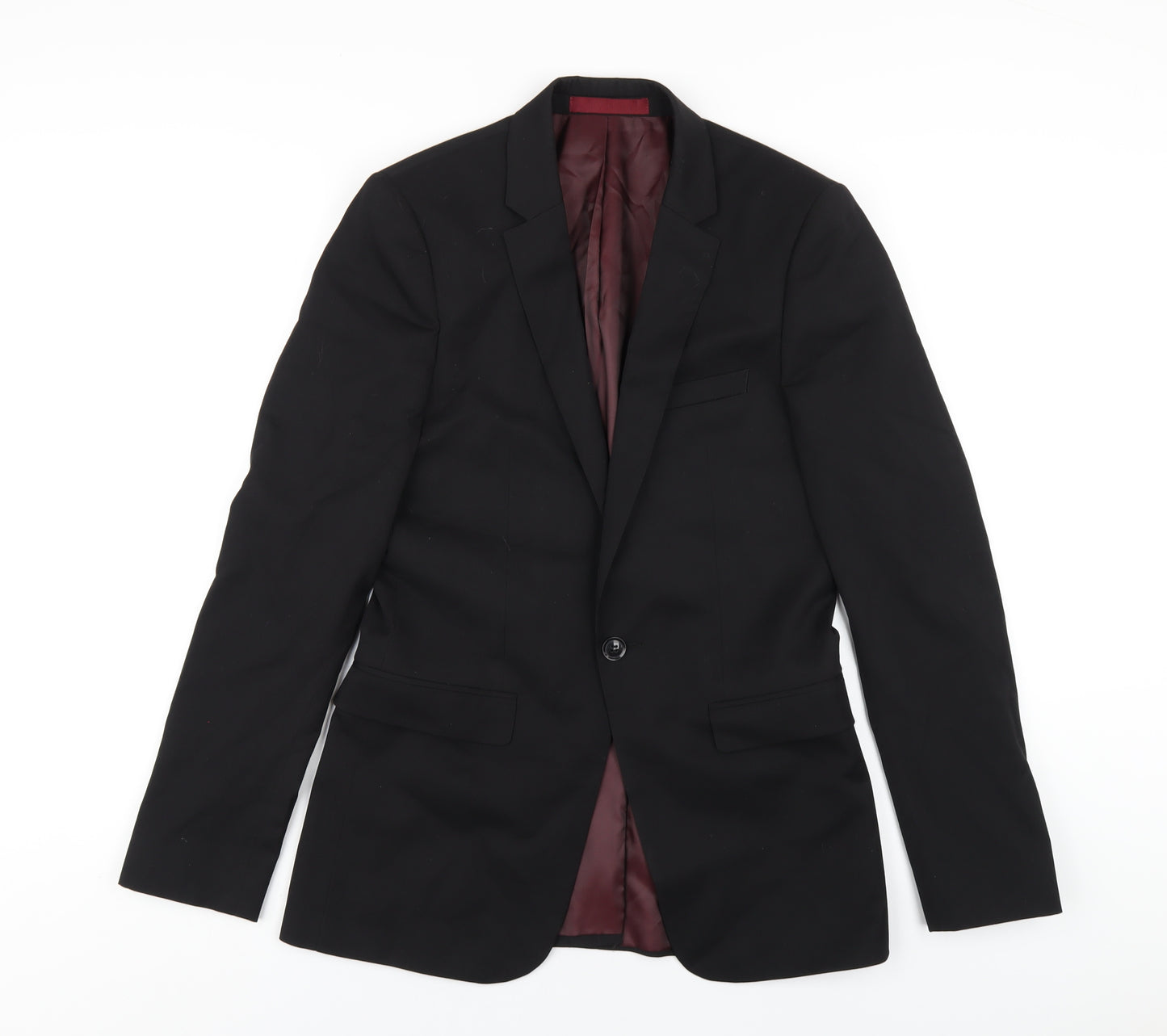 Topman Mens Black Polyester Jacket Blazer Size 36 Regular