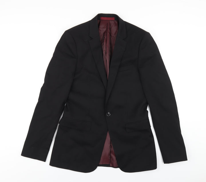 Topman Mens Black Polyester Jacket Blazer Size 36 Regular