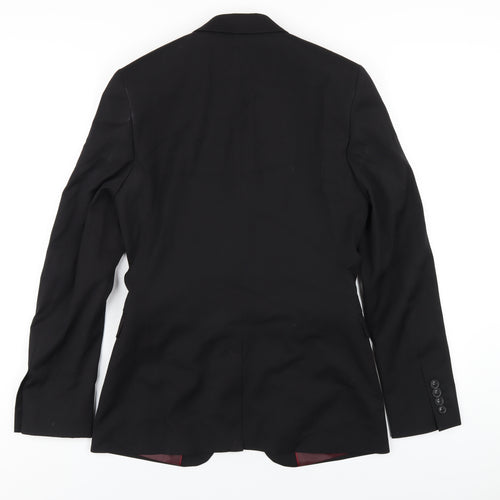 Topman Mens Black Polyester Jacket Blazer Size 36 Regular