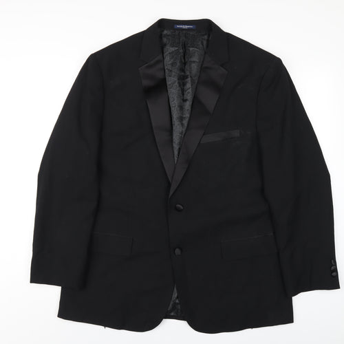 Sawyers & Hendricks Mens Black Polyester Jacket Blazer Size 46 Regular