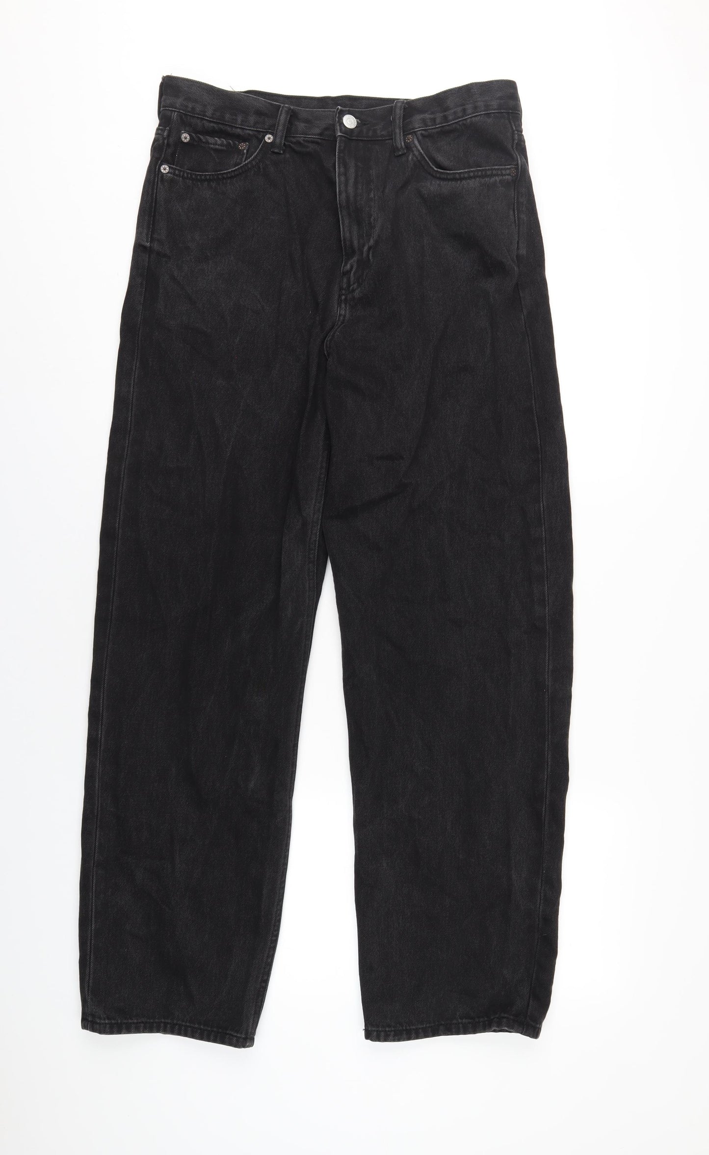 Weekday Womens Black Cotton Straight Jeans Size 30 in L32 in Regular Zip