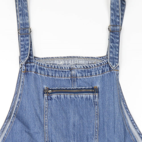 TU Womens Blue Cotton Pinafore/Dungaree Dress Size 22 Square Neck Button