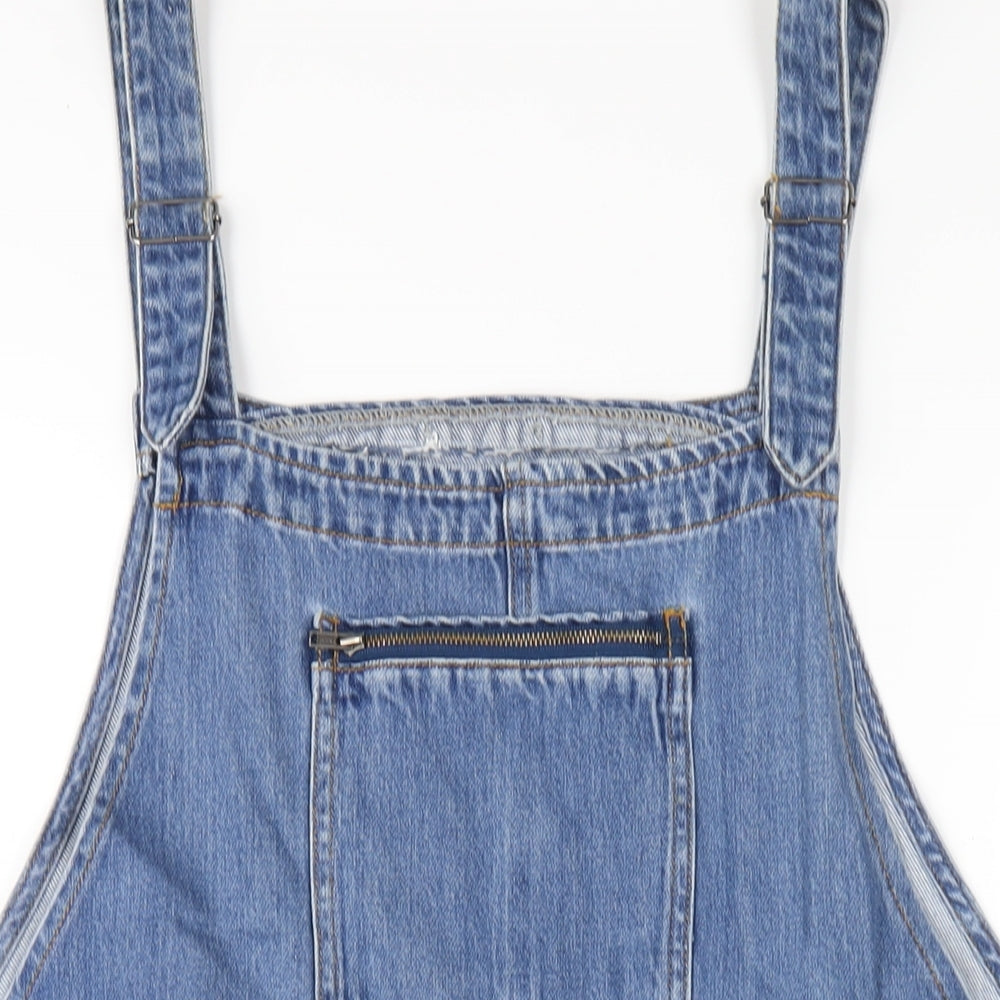 TU Womens Blue Cotton Pinafore/Dungaree Dress Size 22 Square Neck Button