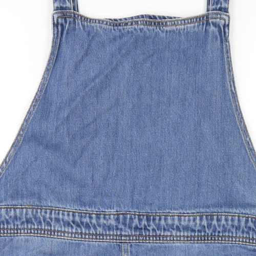 TU Womens Blue Cotton Pinafore/Dungaree Dress Size 22 Square Neck Button