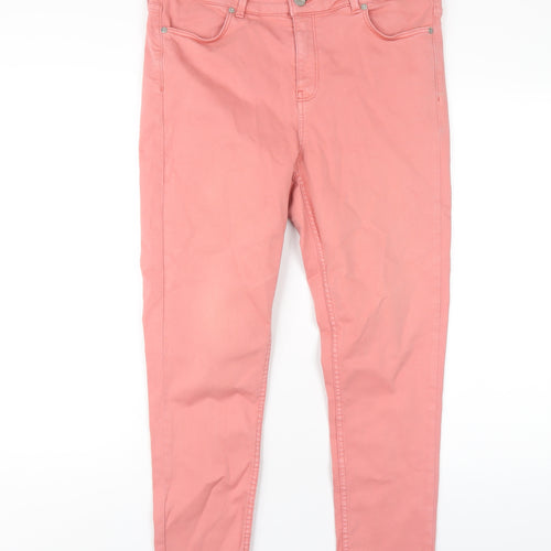 Oasis Womens Pink Cotton Skinny Jeans Size 16 L26 in Regular Zip