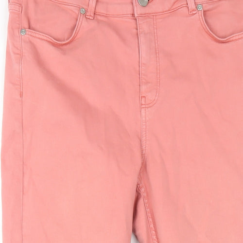 Oasis Womens Pink Cotton Skinny Jeans Size 16 L26 in Regular Zip