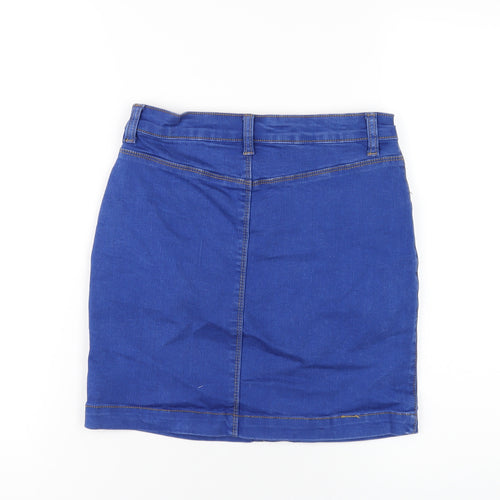 Missguided Womens Blue Cotton Mini Skirt Size 10 Zip