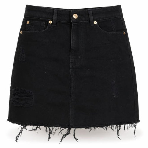 F&F Womens Black Cotton A-Line Skirt Size 8 Zip