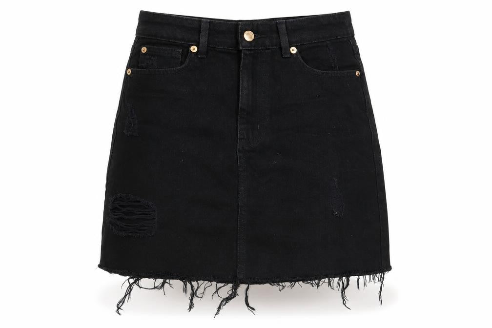 F&F Womens Black Cotton A-Line Skirt Size 8 Zip