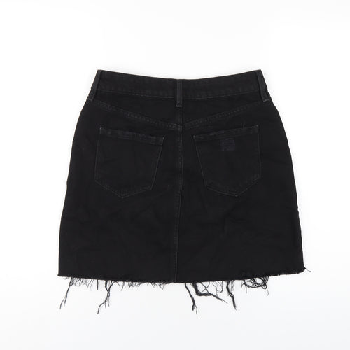F&F Womens Black Cotton A-Line Skirt Size 8 Zip