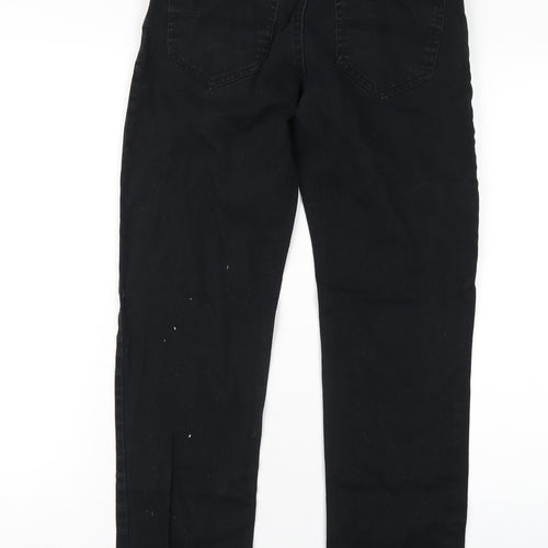 Peacocks Mens Black Cotton Straight Jeans Size 28 in L30 in Slim Zip
