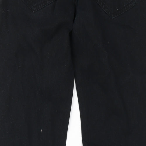 Peacocks Mens Black Cotton Straight Jeans Size 28 in L30 in Slim Zip