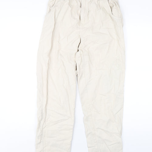 H&M Womens Ivory Cotton Straight Jeans Size 10 L28 in Regular Zip - Paperbag Waist