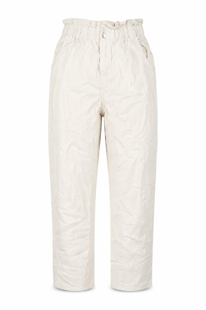 H&M Womens Ivory Cotton Straight Jeans Size 10 L28 in Regular Zip - Paperbag Waist
