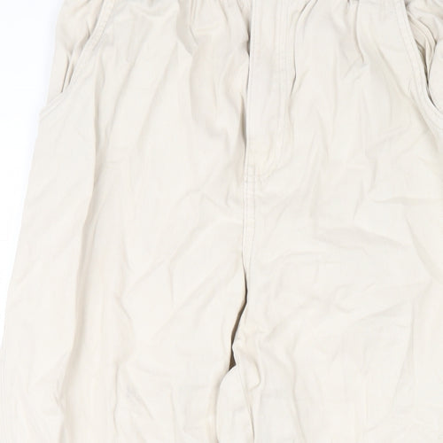 H&M Womens Ivory Cotton Straight Jeans Size 10 L28 in Regular Zip - Paperbag Waist