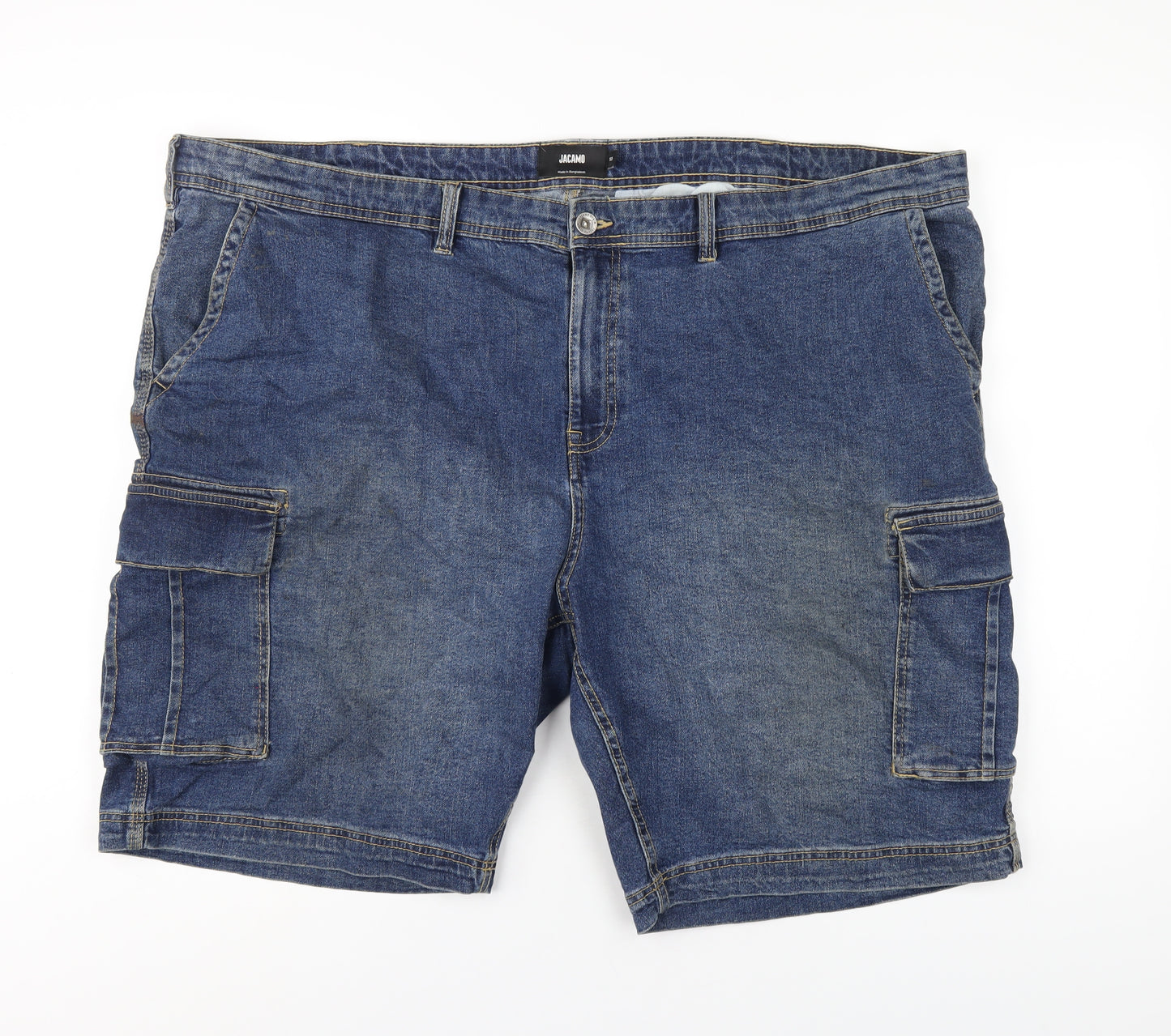 Jacamo Mens Blue Cotton Bermuda Shorts Size 50 in L11 in Regular Zip